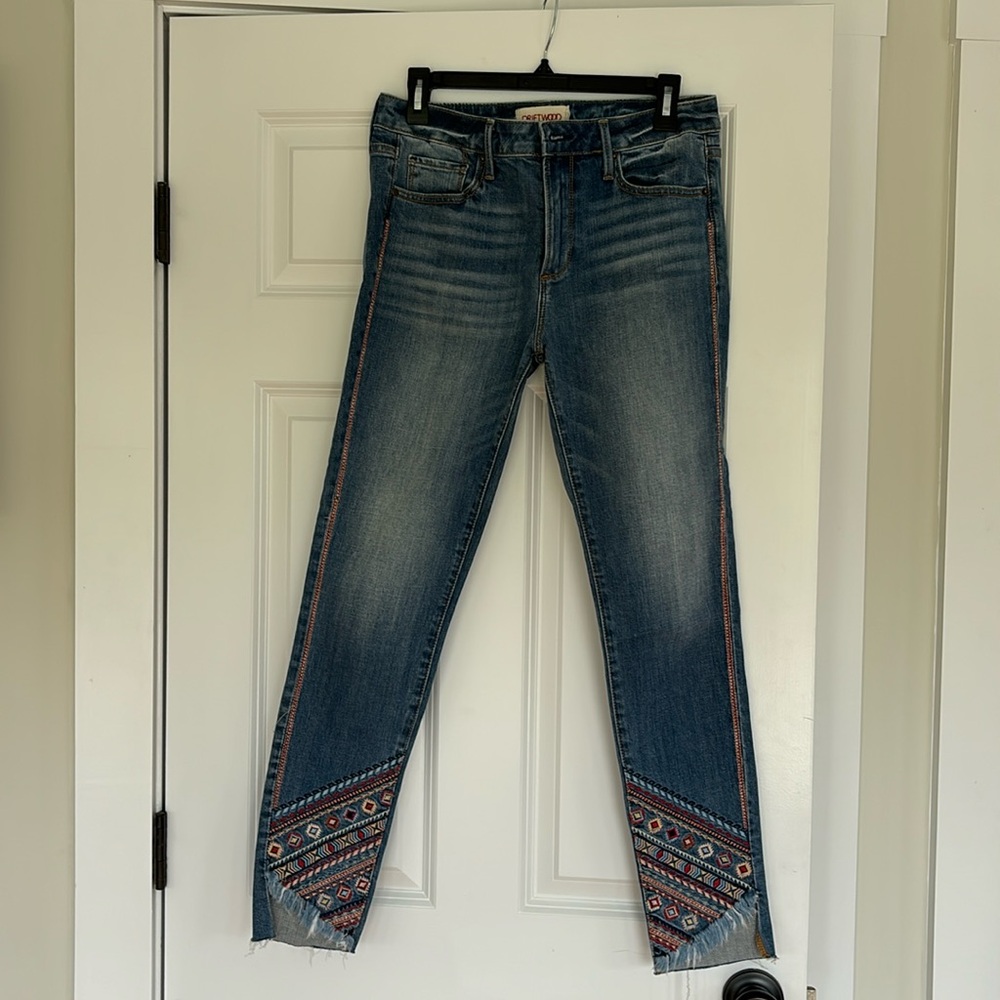 Driftwood jeans with gorgeous embroidery at the bottom of the leg